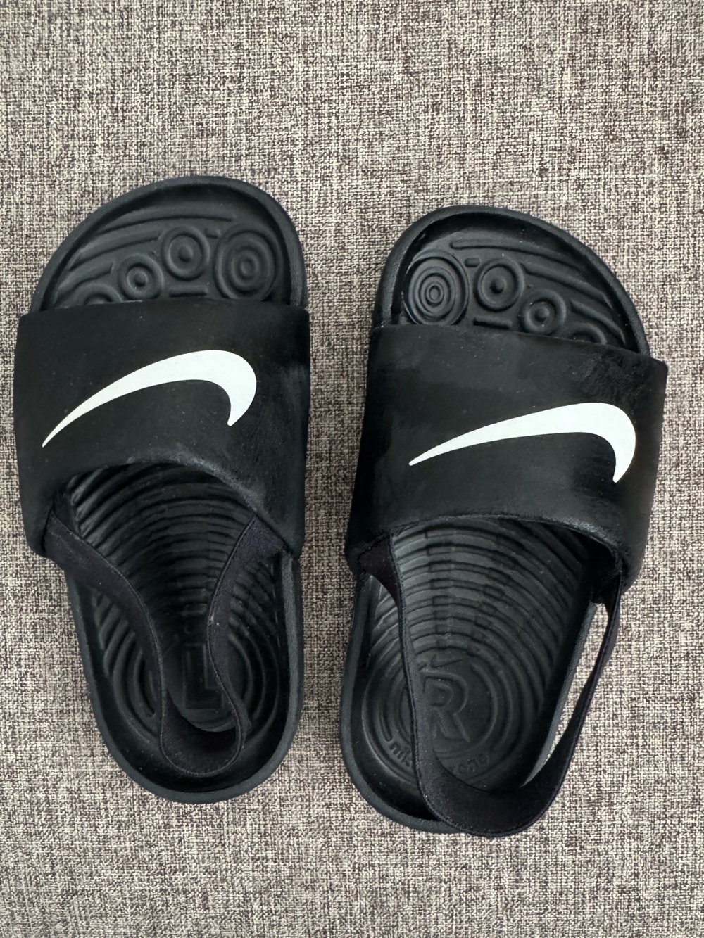 Nike Black Slide Sandals with White Logo Accent